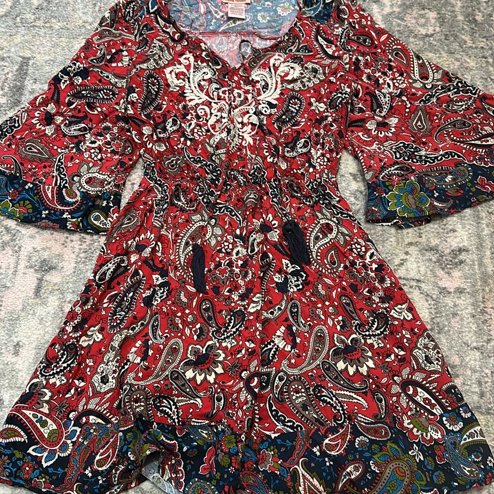 Paisley Print Red Dress